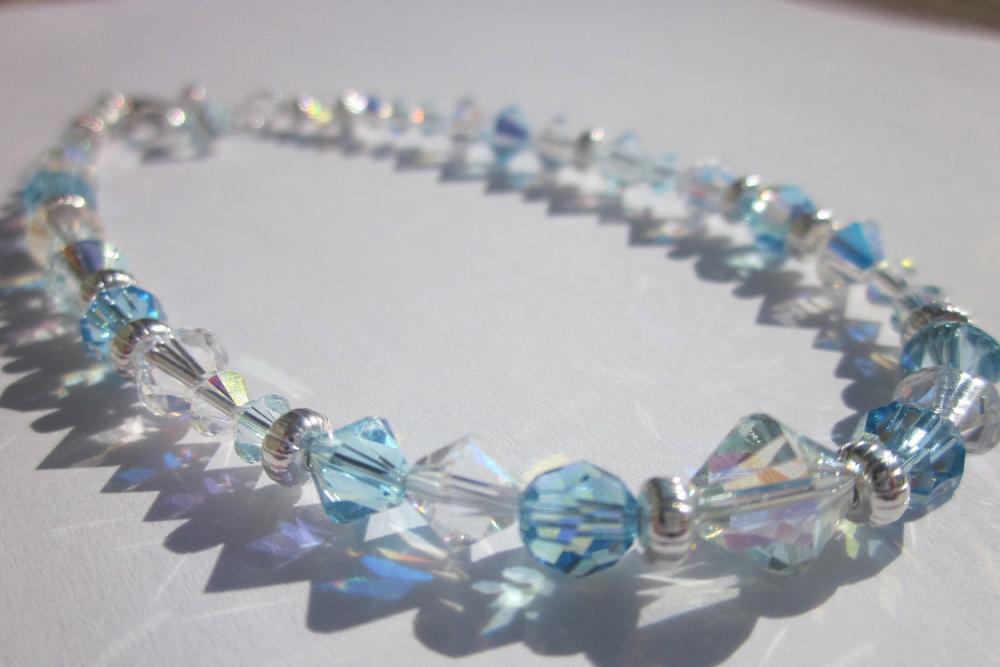Swarovski crystal "Aquamarine, Blue Azure and crystal ab" anklet