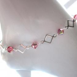 Sparkly Swarovski Coral anklet summer jewelry