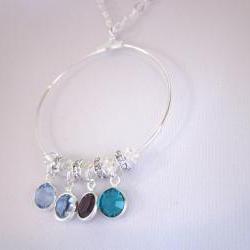 Mommy Necklace, Mothers day gift, Swarovski Crystal Drops, Birthstones